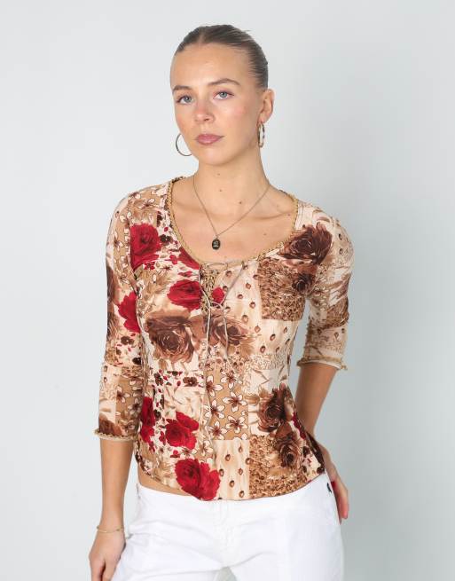 Vintage F.L.D S woven top in beige