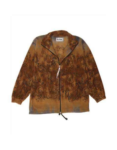 Vintage Fleece Jacket UK 10 Small In Brown Floral - view 1