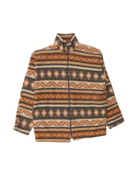 Vintage Fleece Jacket UK 14 Medium In Brown Fair Isle - view 1