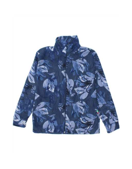 Vintage Fleece Jacket UK 16 Large In Blue Floral