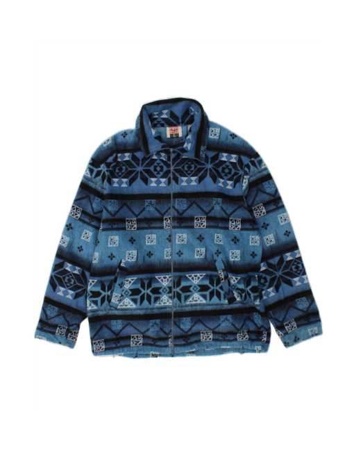 Vintage Fleece Jacket UK 18 XL In Blue Fair Isle