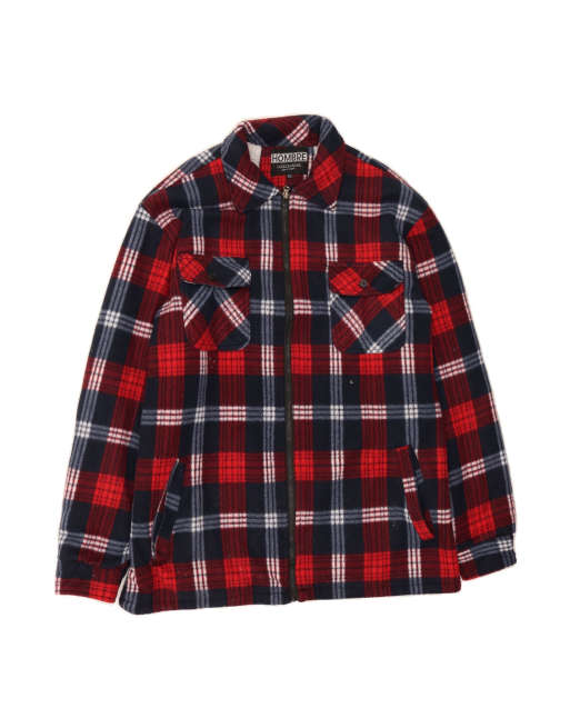 Vintage Fleece Jacket UK 44 2XL In Red Check