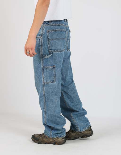 Vintage Fleece Lined 34x32 denim carpenter jeans in blue, 2 of 4