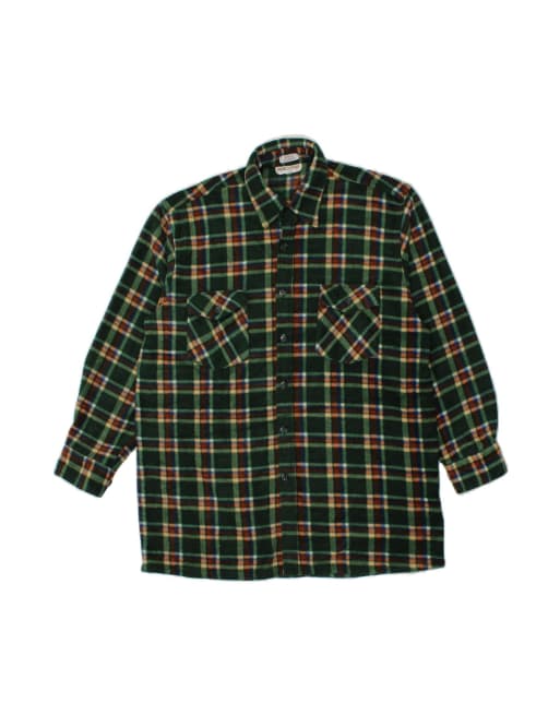 Vintage Fleece Shirt XL In Green Check