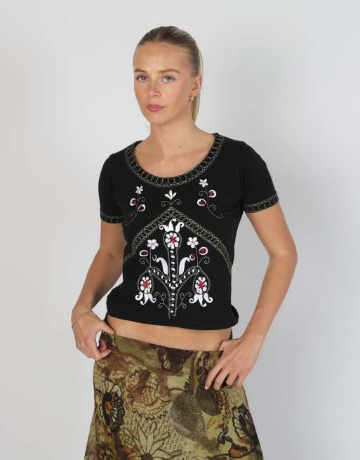 Vintage Flexus S woven top in black
