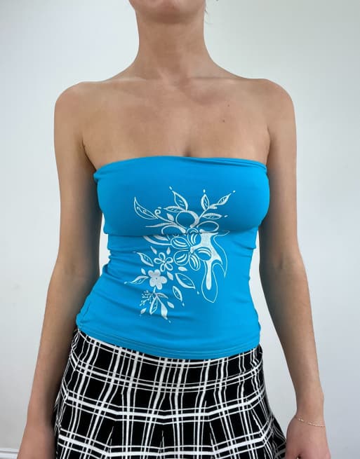 Vintage floral bandeau in blue