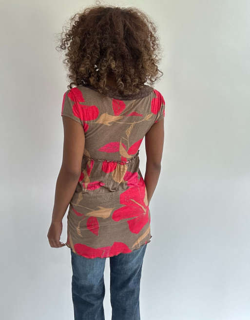 Vintage floral blouse in red, 2 of 4