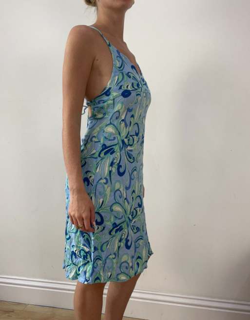 Vintage floral dress in blue, 3 of 4