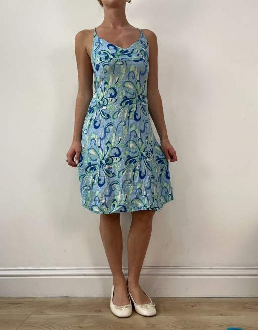 Vintage floral dress in blue, 4 of 4