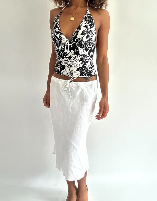 Vintage floral halterneck top in black, 4 of 6