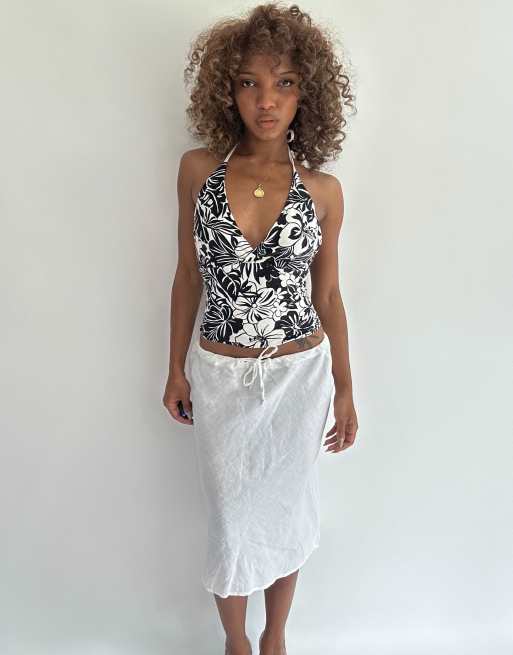Vintage floral halterneck top in black, 5 of 6