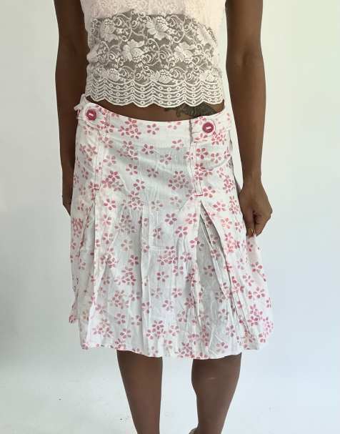 Vintage floral midi skirt in pink - view 1