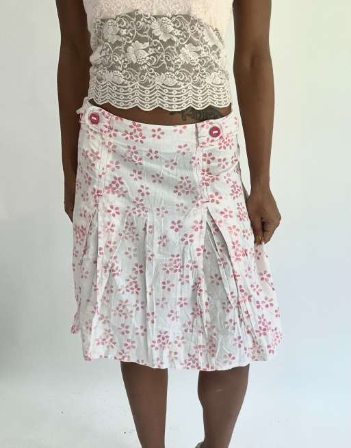Vintage floral midi skirt in pink