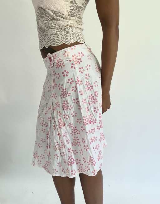 Vintage floral midi skirt in pink, 4 of 4