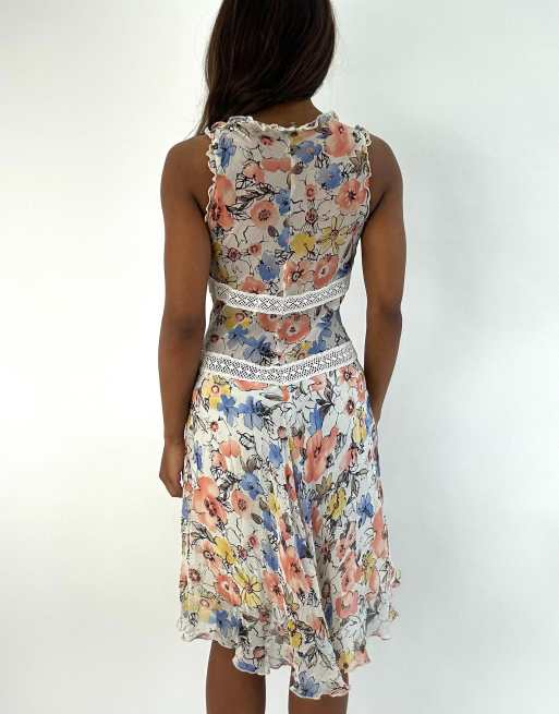 Vintage floral mini dress in white, 2 of 4