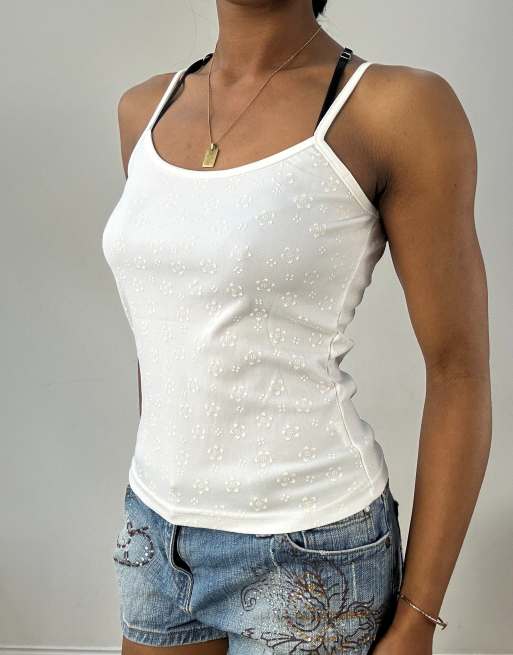 Vintage floral print cami in white, 3 of 4