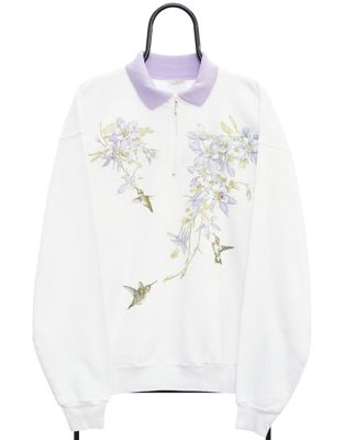 Vintage floral size L sweatshirt graphic in white