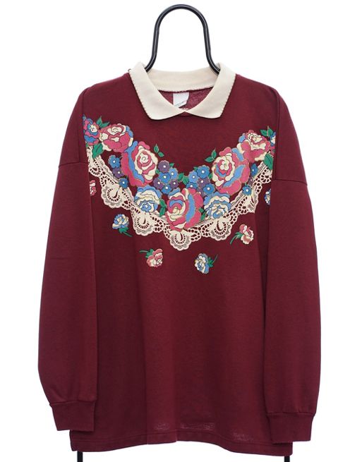 Vintage floral size XL sweatshirt in maroon