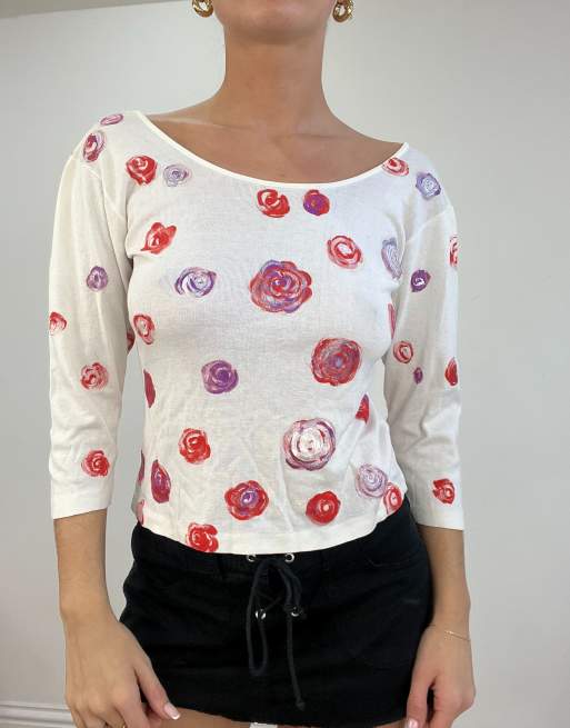 Vintage floral top in white