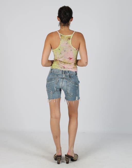 Vintage Fly Girl S denim shorts in blue, 3 of 4