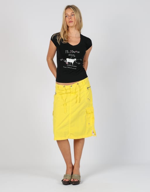 Vintage Fly Girl S woven midi skirt in yellow
