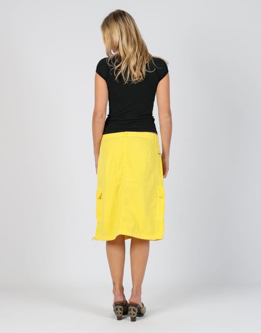 Vintage Fly Girl S woven midi skirt in yellow, 3 of 4