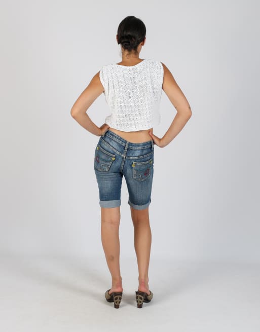 Vintage Foglia Doro XS denim shorts in blue, 3 of 4
