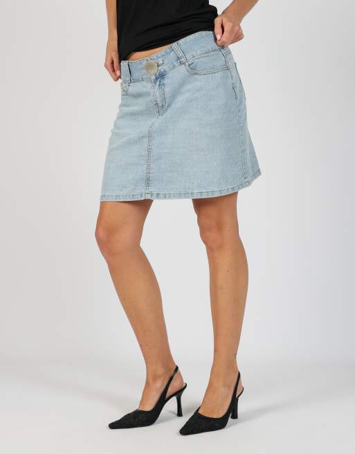 Vintage Forbidden Zone S denim midi skirt in light blue, 2 of 4