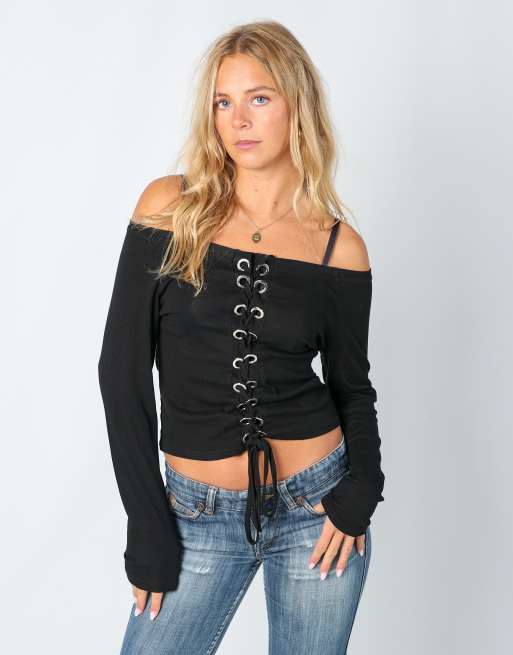 Vintage Foresta Bella S long sleeve top in black