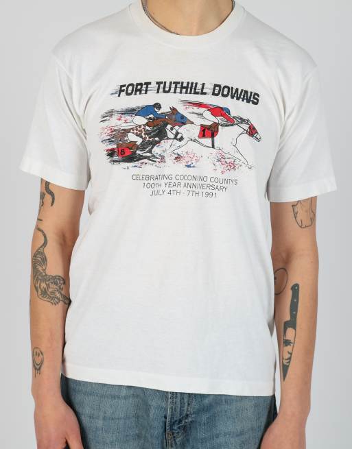 Vintage Fort Tuthill Downs l t-shirt in ivory, 5 of 5