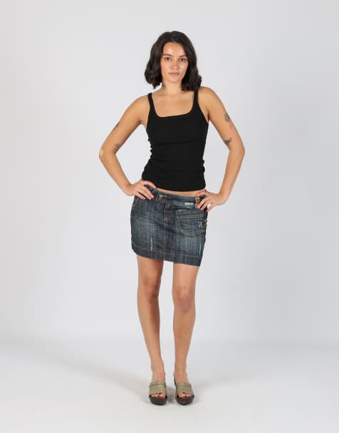 Vintage Fracomina S denim mini skirt in blue - view 1