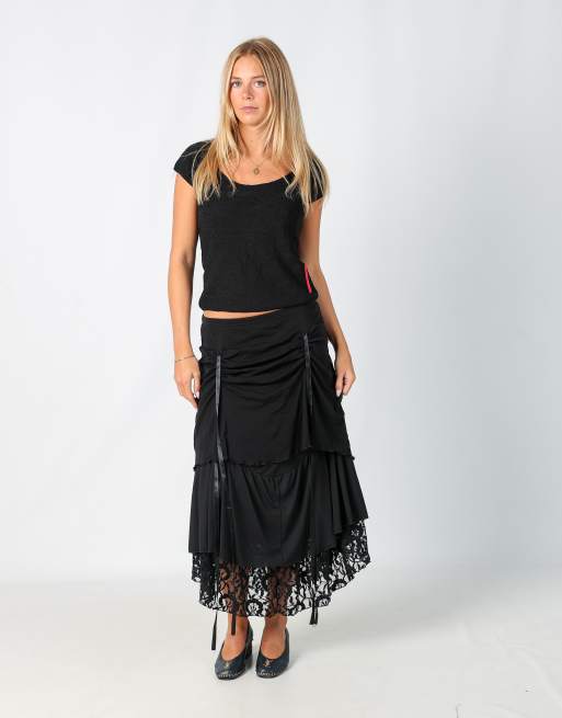 Vintage Francesca Mercuriali M woven maxi skirt in black