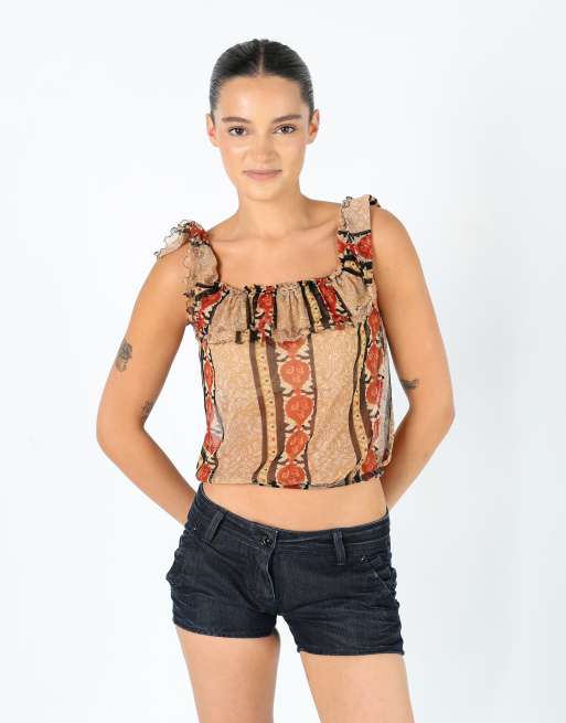 Vintage Francesca Mercuriali S Mesh Top Tan
