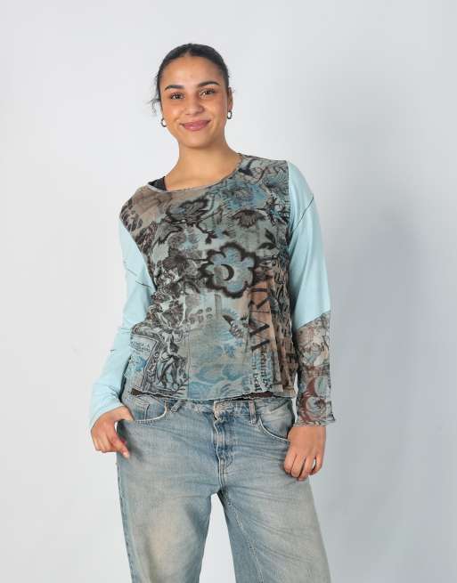 Vintage Frec Sabatier L long sleeve top in light blue