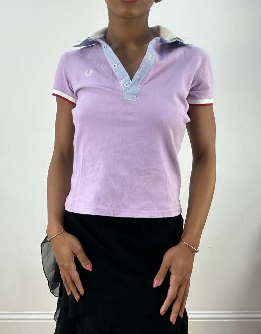 Vintage fred perry cropped polo t-shirt in purple