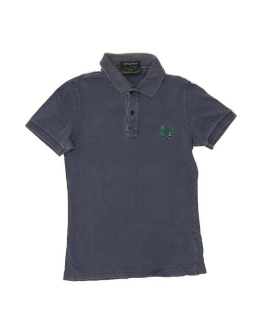 Vintage Fred Perry Graphic Polo Shirt Small In Blue