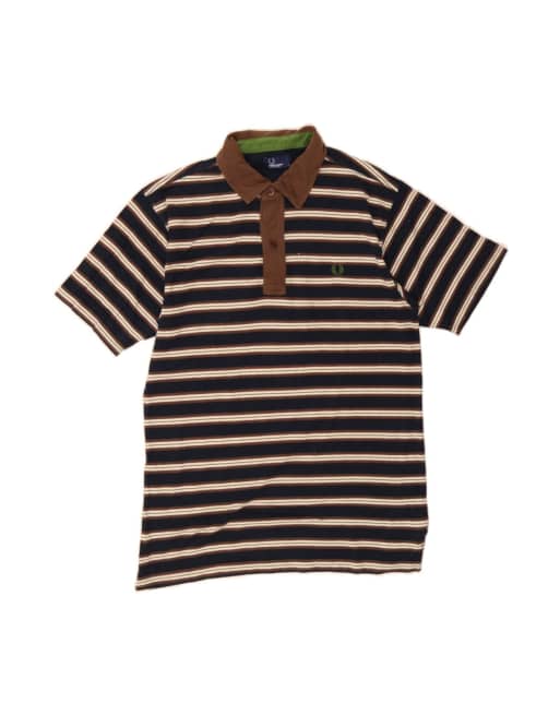 Vintage Fred Perry Polo Shirt Large In Blue Striped