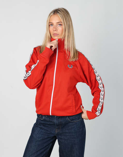 Vintage Fred Perry s track jacket in burgundy red - view 1