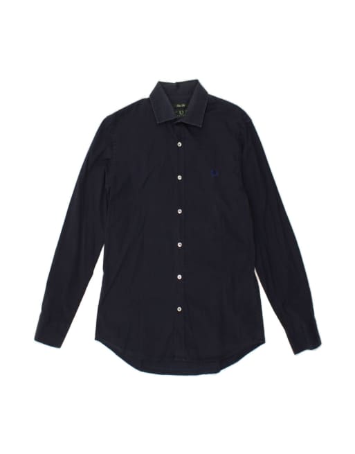 Vintage Fred Perry Slim Fit Shirt Medium In Blue
