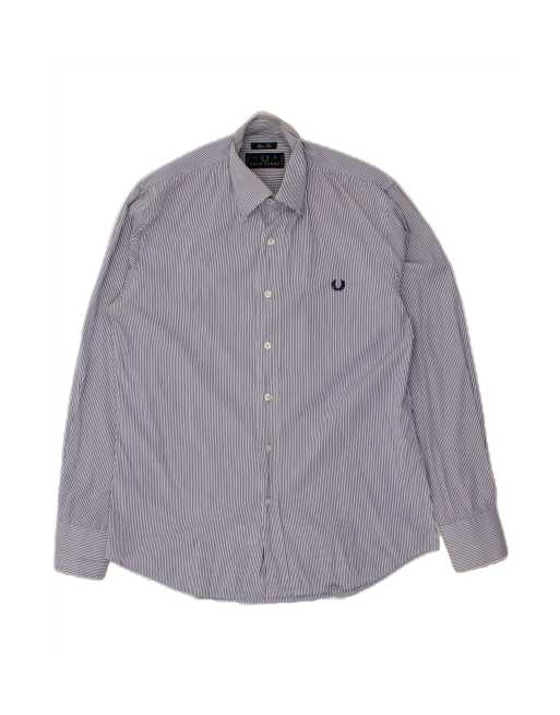 Vintage Fred Perry Slim Fit Shirt Small In Blue Pinstripe