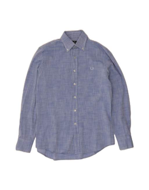 Vintage Fred Perry Slim Fit Shirt Small In Blue