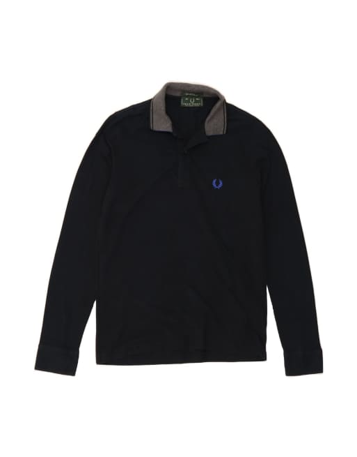 Vintage Fred Perry Special Edition Long Sleeve Polo Shirt Small In Blue