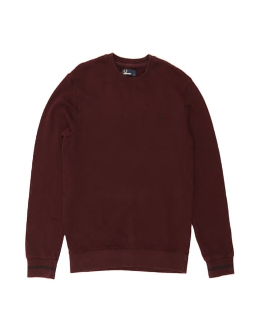 Vintage Fred Perry Sweatshirt Jumper Small In Burgundy