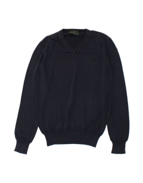 Vintage Fred Perry V-neck Jumper Sweater Small In Blue - view 1