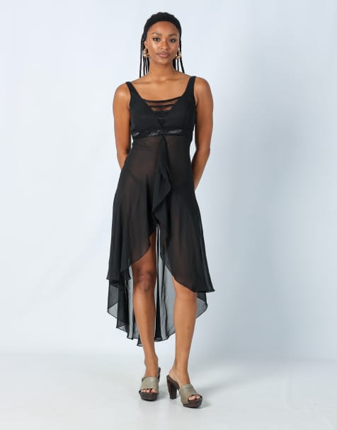 Vintage Frederick Salieri S mesh midi dress in black - view 1