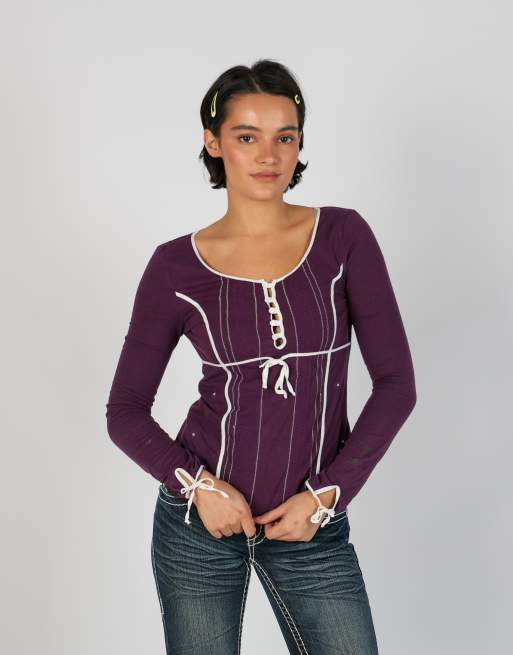 Vintage Freesoul S long sleeve top in purple, 1 of 4