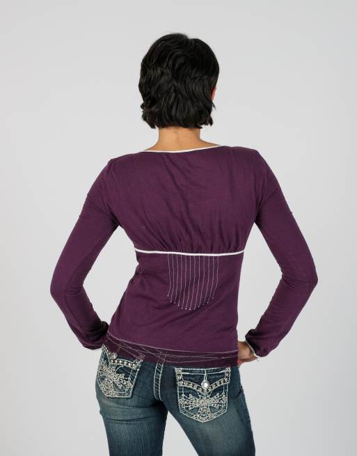 Vintage Freesoul S long sleeve top in purple, 2 of 4