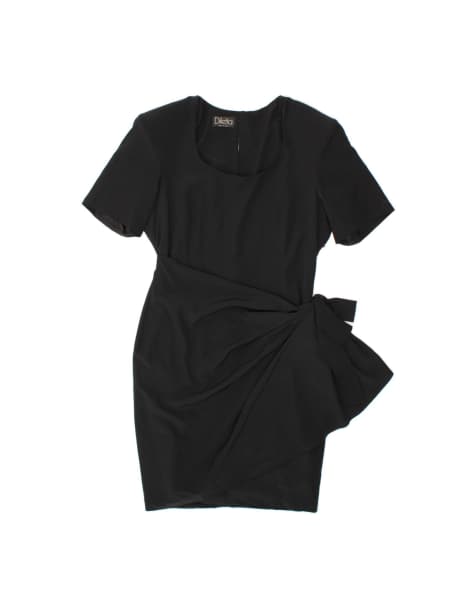 Vintage Front Tie Bodycon Dress UK 14 Medium In Black - view 1
