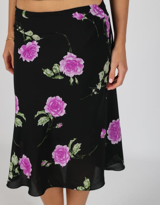 Vintage Fu Le XS woven midi skirt in black, 4 of 4