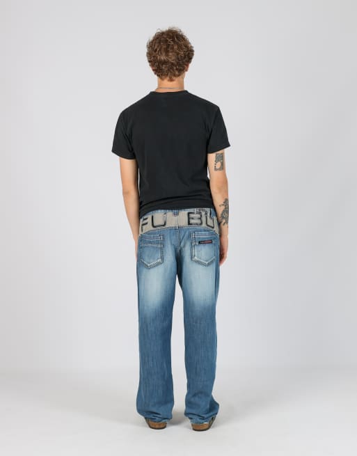 Vintage Fubu 34x32 denim hip hop jeans in blue, 3 of 4